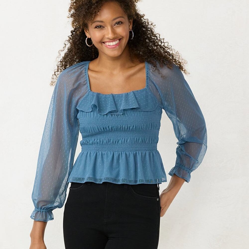 NWT Lauren Conrad Smocked Peplum